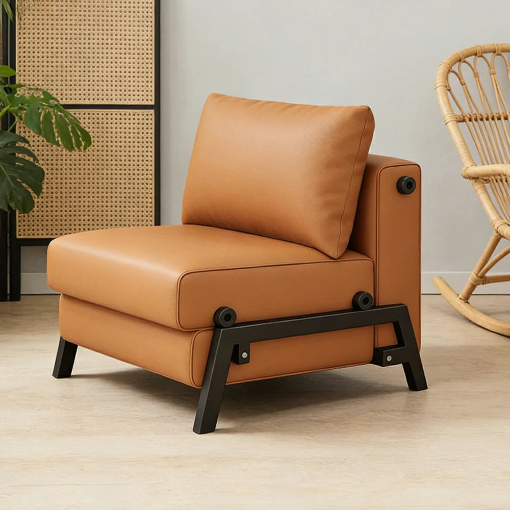 LIVARA 85/100cm Convertible Sofa Bed, Pet-Scratch Resistant Upholstery, High-Density Foam, Reinforced Larch Wood Frame, Space-Saving Design - Orange