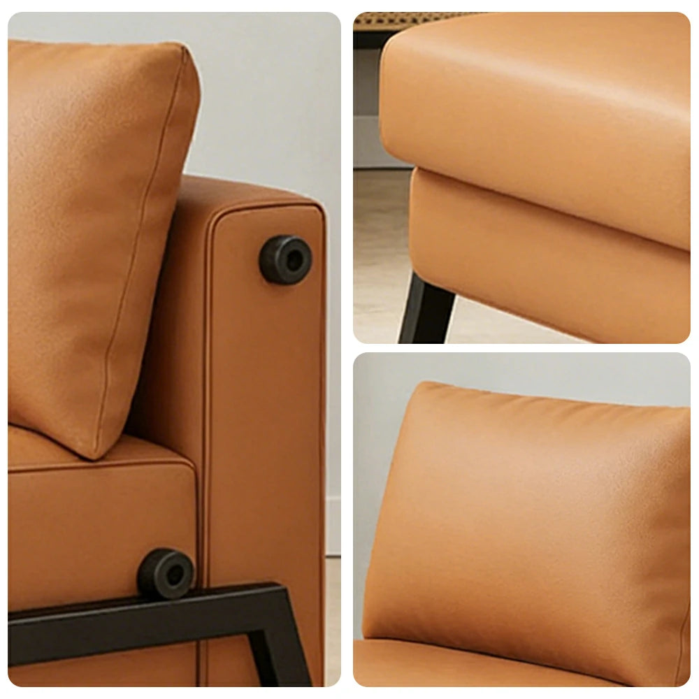 LIVARA 85/100cm Convertible Sofa Bed, Pet-Scratch Resistant Upholstery, High-Density Foam, Reinforced Larch Wood Frame, Space-Saving Design - Orange