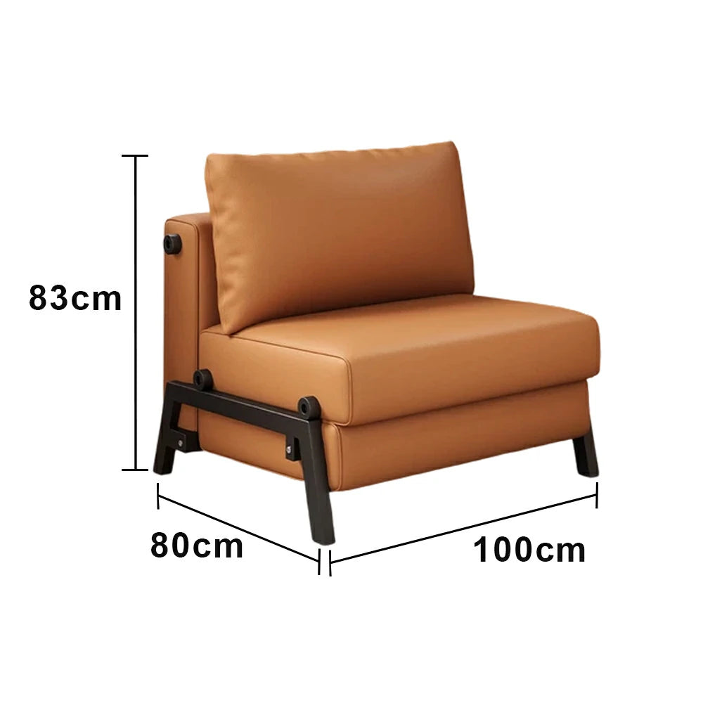 LIVARA 85/100cm Convertible Sofa Bed, Pet-Scratch Resistant Upholstery, High-Density Foam, Reinforced Larch Wood Frame, Space-Saving Design - Orange