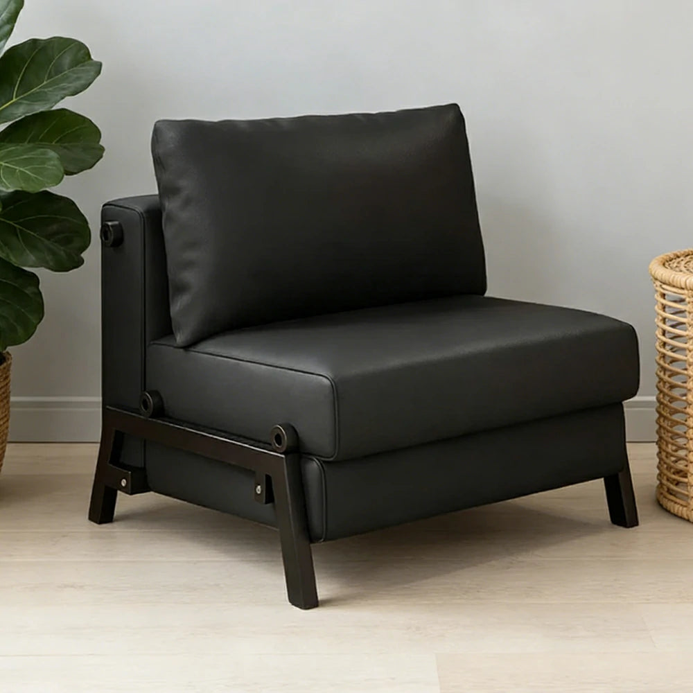 LIVARA 85/100cm Convertible Sofa Bed, Pet-Scratch Resistant Upholstery, High-Density Foam, Reinforced Larch Wood Frame, Space-Saving Design - Black