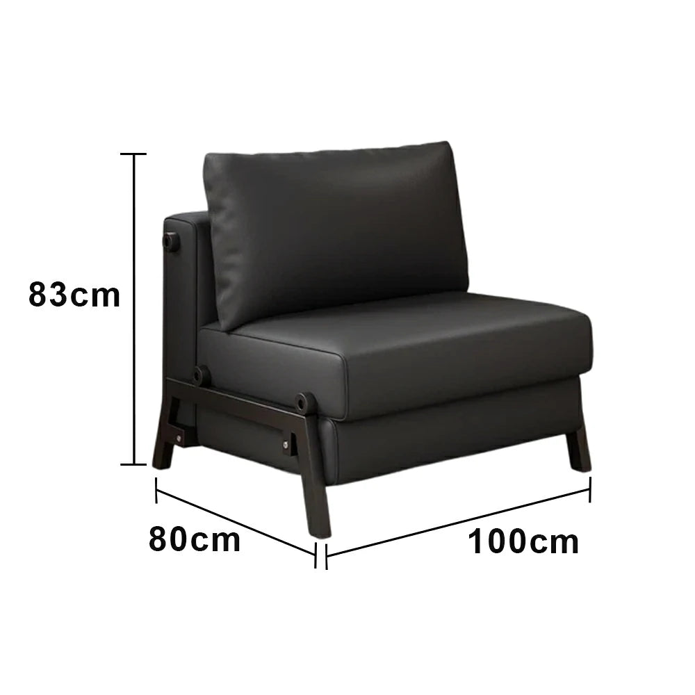LIVARA 85/100cm Convertible Sofa Bed, Pet-Scratch Resistant Upholstery, High-Density Foam, Reinforced Larch Wood Frame, Space-Saving Design - Black