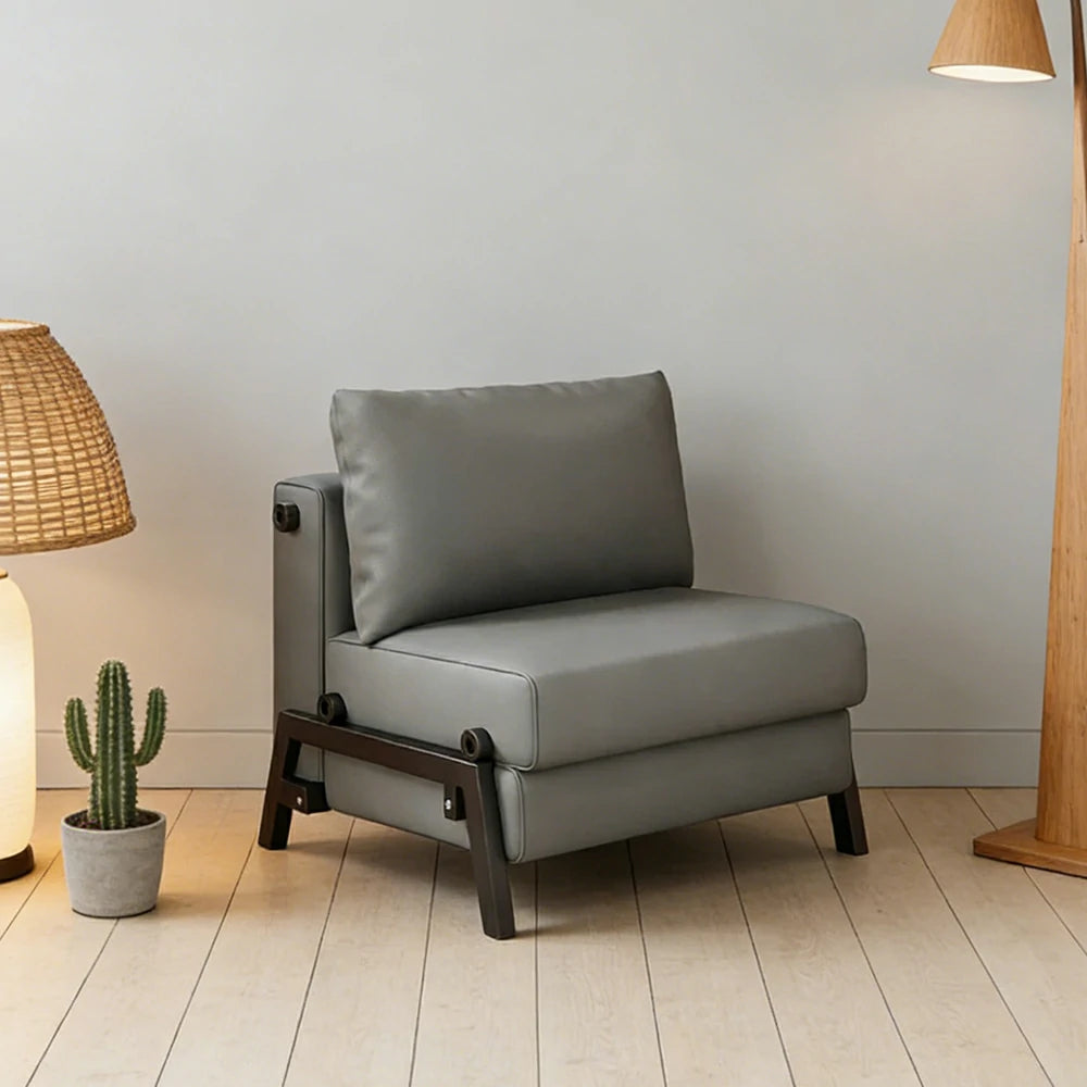 LIVARA 85/100cm Convertible Sofa Bed, Pet-Scratch Resistant Upholstery, High-Density Foam, Reinforced Larch Wood Frame, Space-Saving Design - Grey