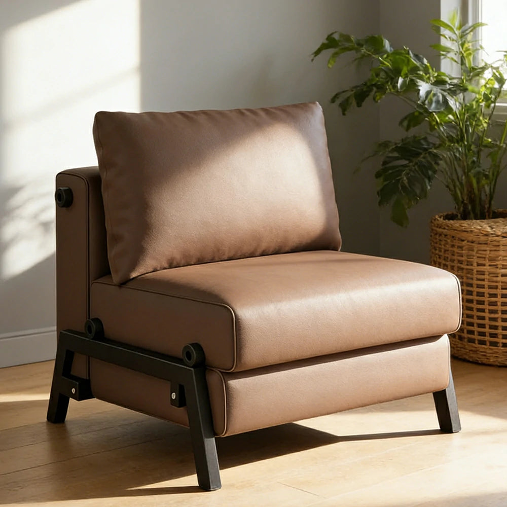 LIVARA 85/100cm Convertible Sofa Bed, Pet-Scratch Resistant Upholstery, High-Density Foam, Reinforced Larch Wood Frame, Space-Saving Design - Coffee