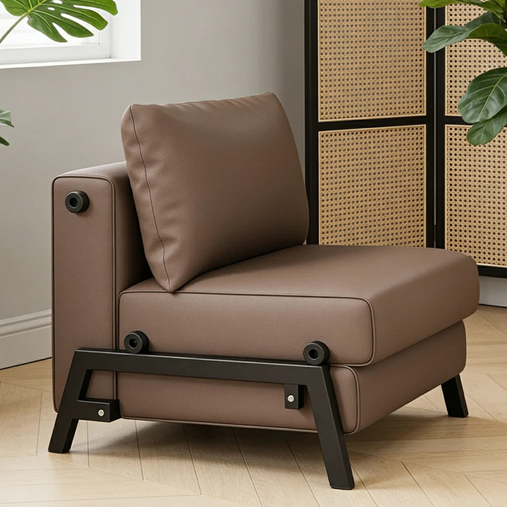LIVARA 85/100cm Convertible Sofa Bed, Pet-Scratch Resistant Upholstery, High-Density Foam, Reinforced Larch Wood Frame, Space-Saving Design - Coffee