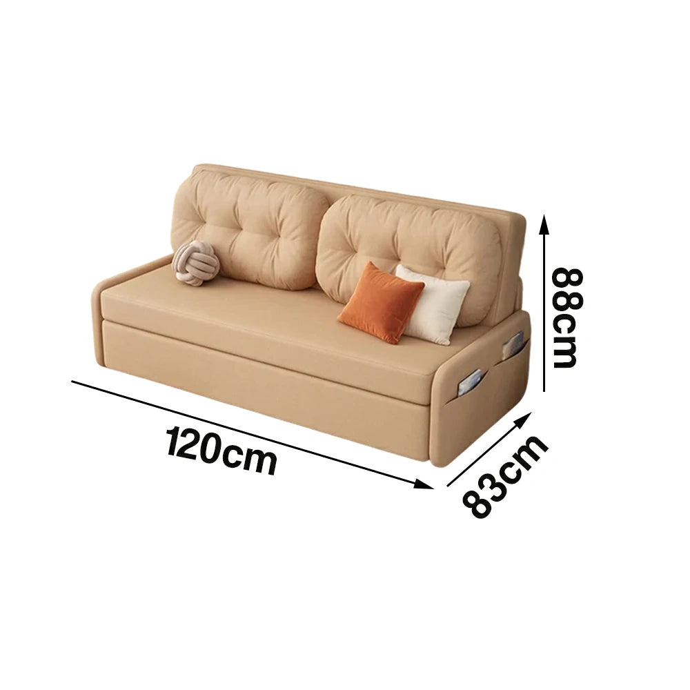 LIVARA 100/120cm Sofa Bed, Skin-Friendly Milk Velvet Fabric, No Storage Design, 8cm Comfort Foam Cushion, Space-Saving Pull-Out Style - Coffee