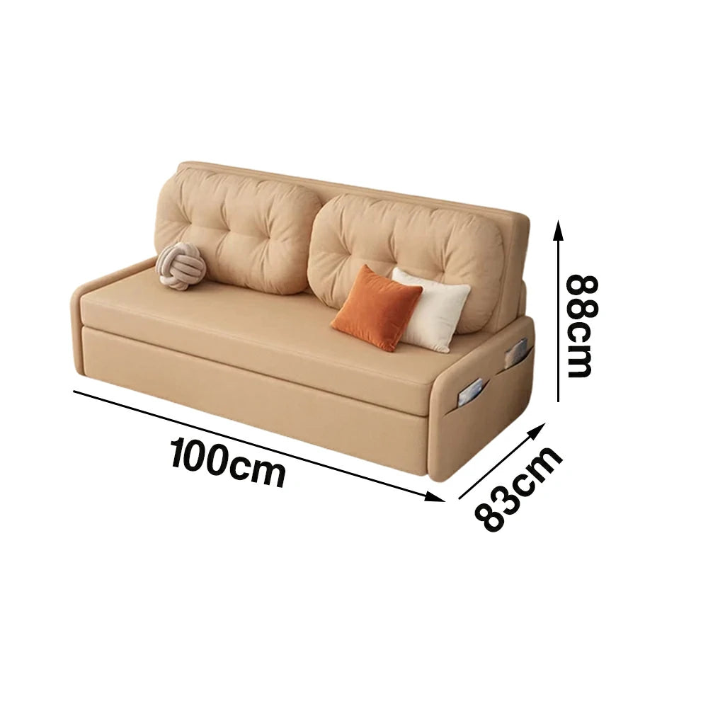 LIVARA 100/120cm Sofa Bed, Skin-Friendly Milk Velvet Fabric, No Storage Design, 8cm Comfort Foam Cushion, Space-Saving Pull-Out Style - Coffee