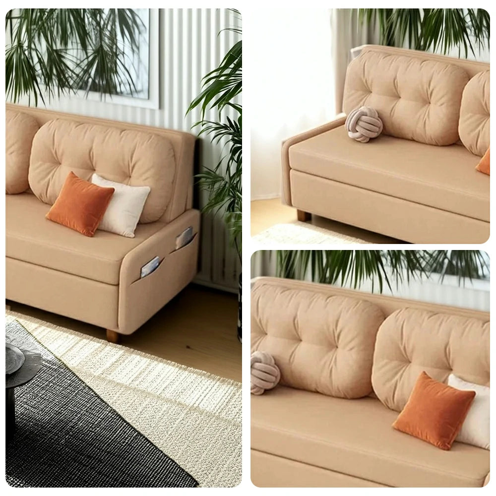 LIVARA 100/120cm Sofa Bed, Skin-Friendly Milk Velvet Fabric, No Storage Design, 8cm Comfort Foam Cushion, Space-Saving Pull-Out Style - Coffee