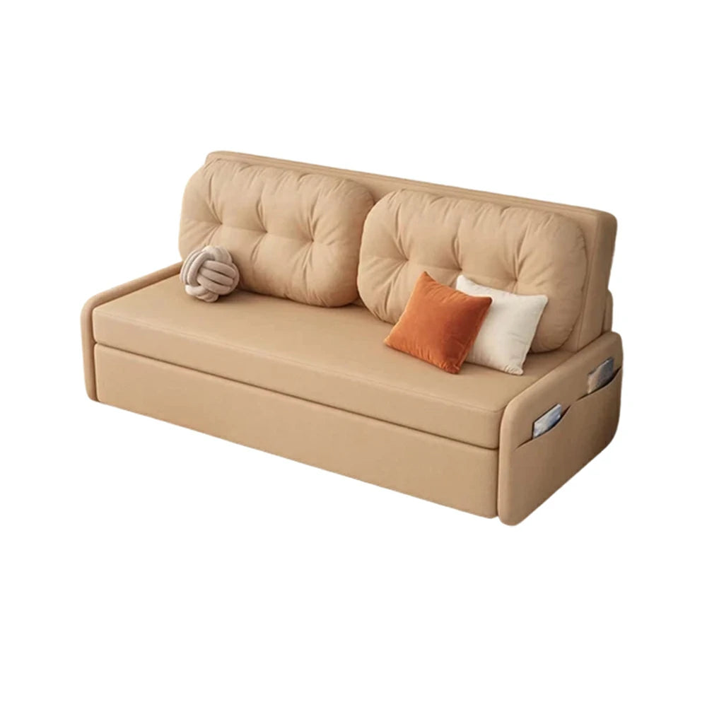 LIVARA 100/120cm Sofa Bed, Skin-Friendly Milk Velvet Fabric, No Storage Design, 8cm Comfort Foam Cushion, Space-Saving Pull-Out Style - Coffee