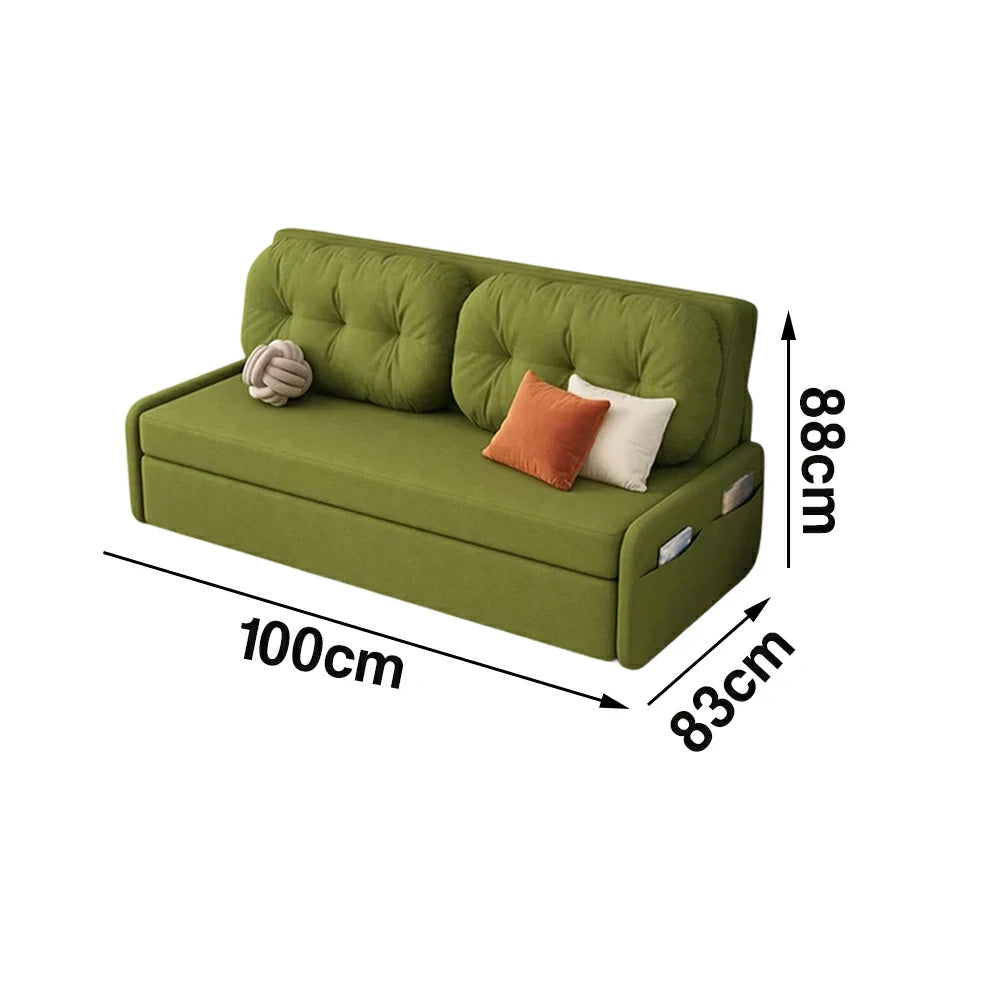 LIVARA 100/120cm Sofa Bed, Skin-Friendly Milk Velvet Fabric, No Storage Design, 8cm Comfort Foam Cushion, Space-Saving Pull-Out Style - Green
