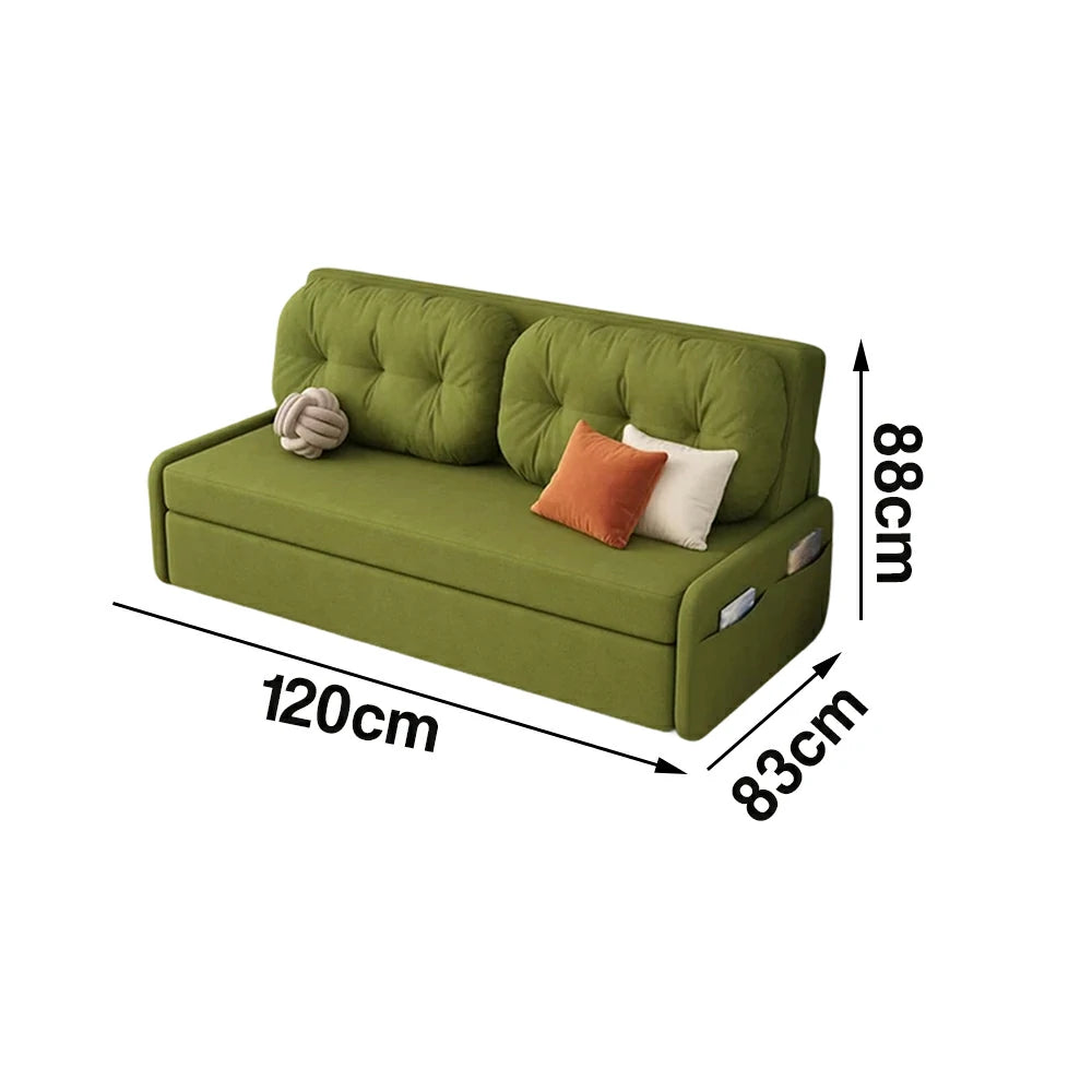 LIVARA 100/120cm Sofa Bed, Skin-Friendly Milk Velvet Fabric, No Storage Design, 8cm Comfort Foam Cushion, Space-Saving Pull-Out Style - Green