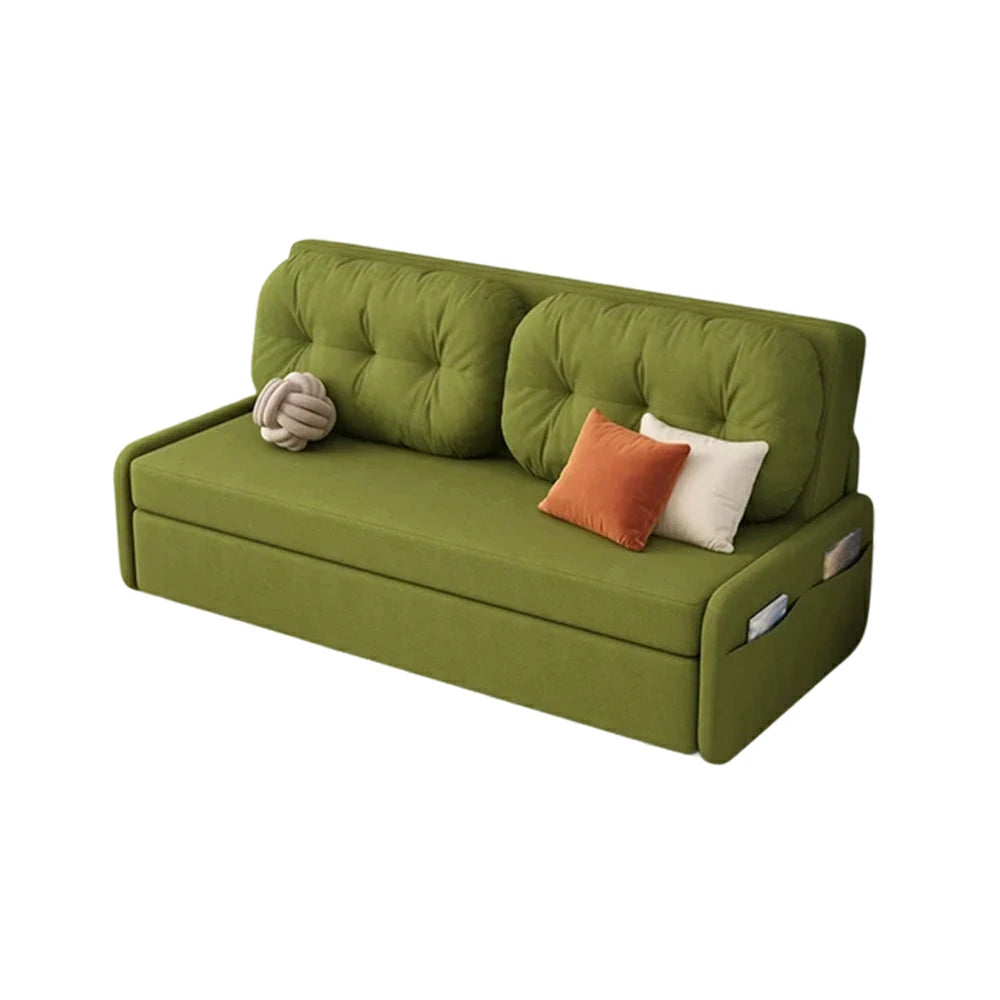 LIVARA 100/120cm Sofa Bed, Skin-Friendly Milk Velvet Fabric, No Storage Design, 8cm Comfort Foam Cushion, Space-Saving Pull-Out Style - Green
