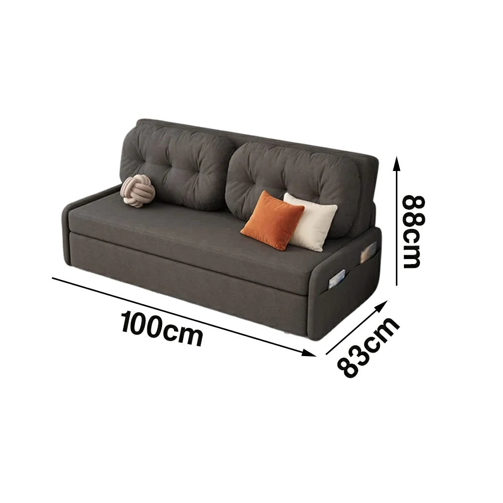 LIVARA 100/120cm Sofa Bed, Skin-Friendly Milk Velvet Fabric, No Storage Design, 8cm Comfort Foam Cushion, Space-Saving Pull-Out Style - Grey