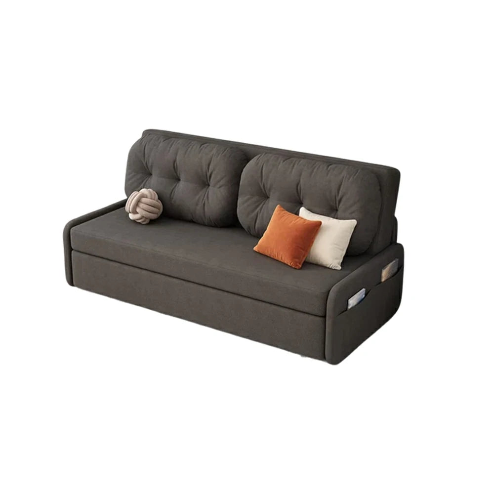 LIVARA 100/120cm Sofa Bed, Skin-Friendly Milk Velvet Fabric, No Storage Design, 8cm Comfort Foam Cushion, Space-Saving Pull-Out Style - Grey