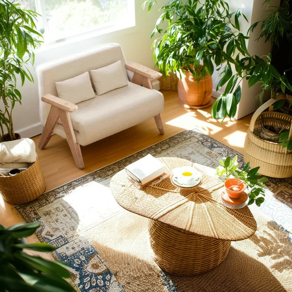 LIVARA 3-in-1 120/150cm Sofa Bed Recliner, High-Density Foam, Waterproof, Anti-Sagging, Modern Design - Beige&Wood