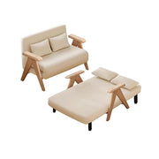 LIVARA 3-in-1 120/150cm Sofa Bed Recliner, High-Density Foam, Waterproof, Anti-Sagging, Modern Design - Beige&Wood