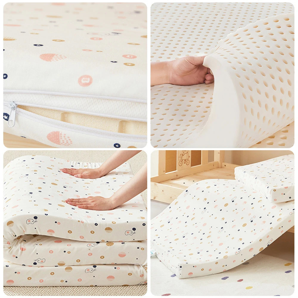 LIVARA Latex Mattress 100/120/140cm - 10cm Thick, Resilient Support, Breathable Hollow-Core, Removable Cotton Covers, Easy Storage