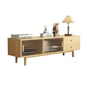 LIVARA 150cm Glass Door TV Unit - Wide Tabletop with Thickened Panel Construction, Multi-Storage Drawers & Solid Wood Legs
