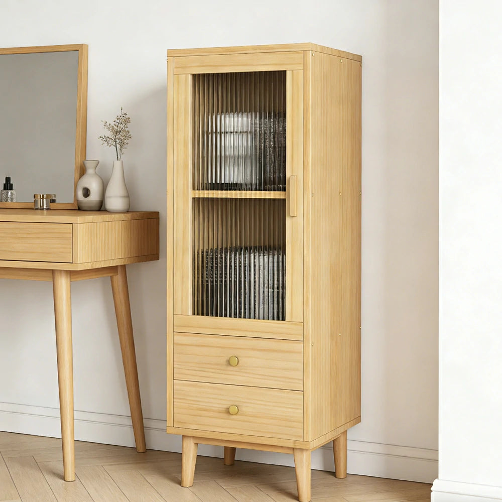 LIVARA Side Cabinet - Wide Tabletop with Thickened Panel Construction, Multi-Storage Drawers & Solid Wood Legs