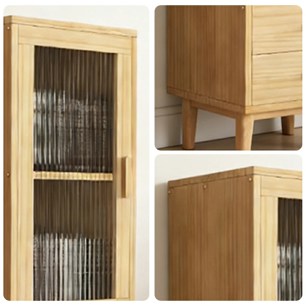 LIVARA Side Cabinet - Wide Tabletop with Thickened Panel Construction, Multi-Storage Drawers & Solid Wood Legs
