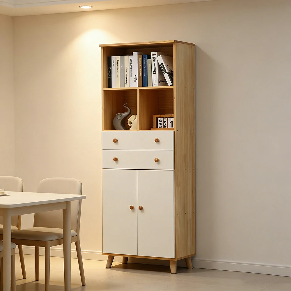 LIVARA 60cm Tall Storage Cabinet - Eco-Friendly Solid Wood with Reinforced Shelving, Drawer Storage & Soft-Close Runners