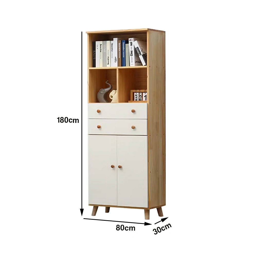 LIVARA 60cm Tall Storage Cabinet - Eco-Friendly Solid Wood with Reinforced Shelving, Drawer Storage & Soft-Close Runners