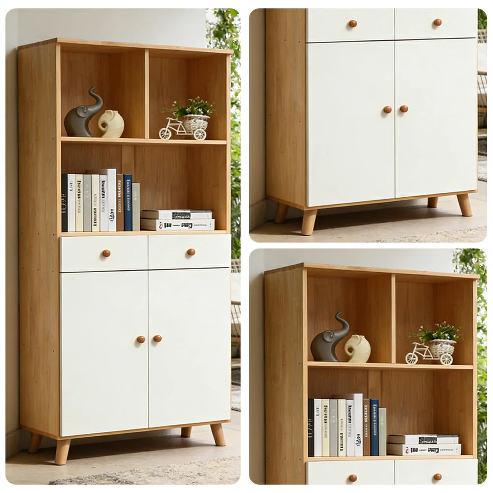 LIVARA 80cm Tall Storage Cabinet - Eco-Friendly Solid Wood with Reinforced Shelving, Drawer Storage & Soft-Close Runners