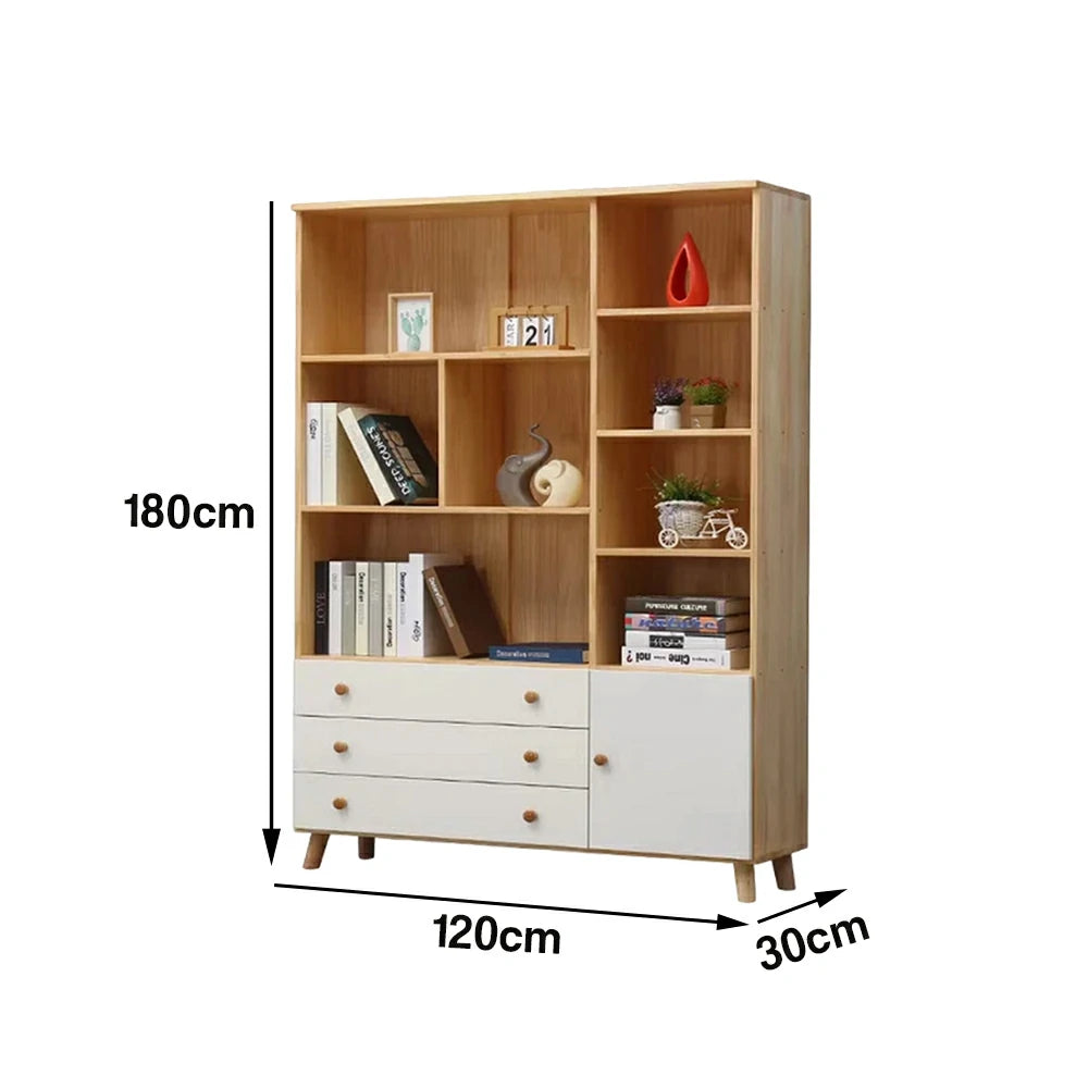 LIVARA 120cm Tall Storage Cabinet - Eco-Friendly Solid Wood with Reinforced Shelving, Drawer Storage & Soft-Close Runners