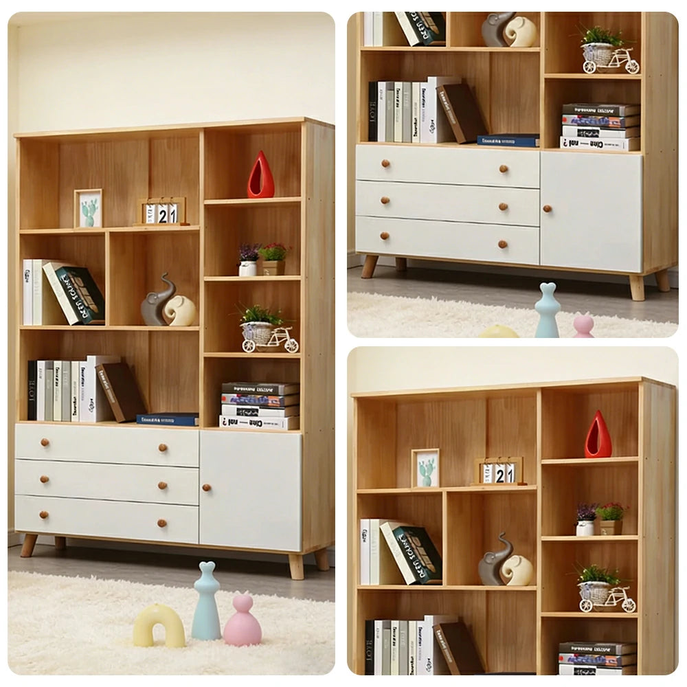 LIVARA 120cm Tall Storage Cabinet - Eco-Friendly Solid Wood with Reinforced Shelving, Drawer Storage & Soft-Close Runners