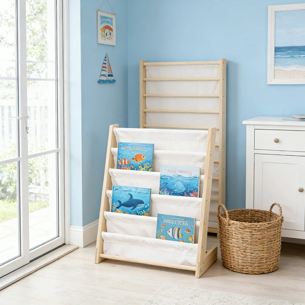 LIVARA Wooden Standing Rack, Stable Triangular Support, Solid Pine Wood Frame, Removable Fabric Cover