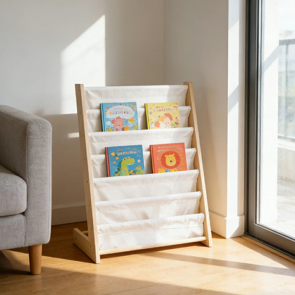 LIVARA Wooden Standing Rack, Stable Triangular Support, Solid Pine Wood Frame, Removable Fabric Cover