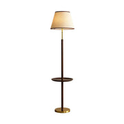 LIVARA Floor Lamp Three-Mode Lighting Beech Wood Tabletop Handwoven Fabric Shade Tip-Resistant Base