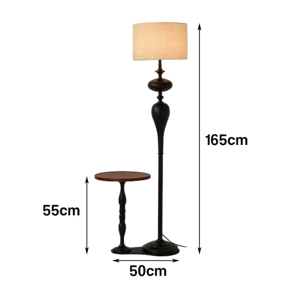 LIVARA Modern Floor Lamp Soft Ambient Light Beech Wood Top Handwoven Fabric Shade Elegant Style