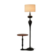 LIVARA Modern Floor Lamp Soft Ambient Light Beech Wood Top Handwoven Fabric Shade Elegant Style