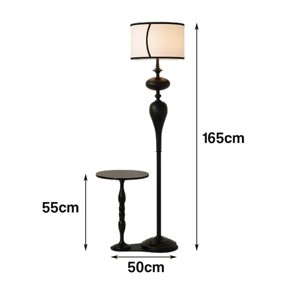 LIVARA Floor Lamp Three-Mode Light Beech Wood Top Handwoven Fabric Shade Heavy-Duty Base
