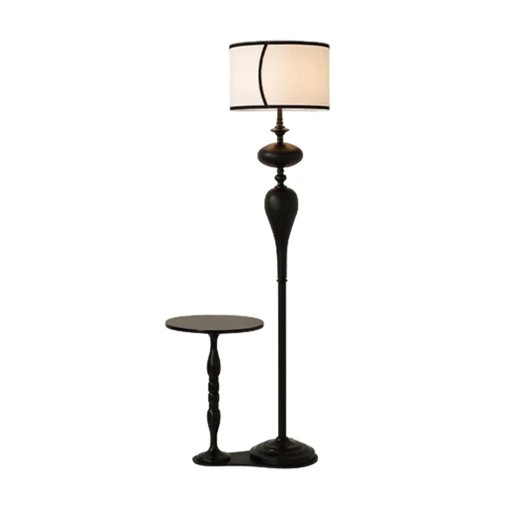 LIVARA Floor Lamp Three-Mode Light Beech Wood Top Handwoven Fabric Shade Heavy-Duty Base