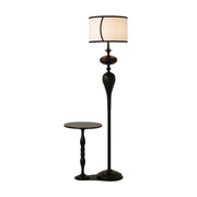 LIVARA Floor Lamp Three-Mode Light Beech Wood Top Handwoven Fabric Shade Heavy-Duty Base