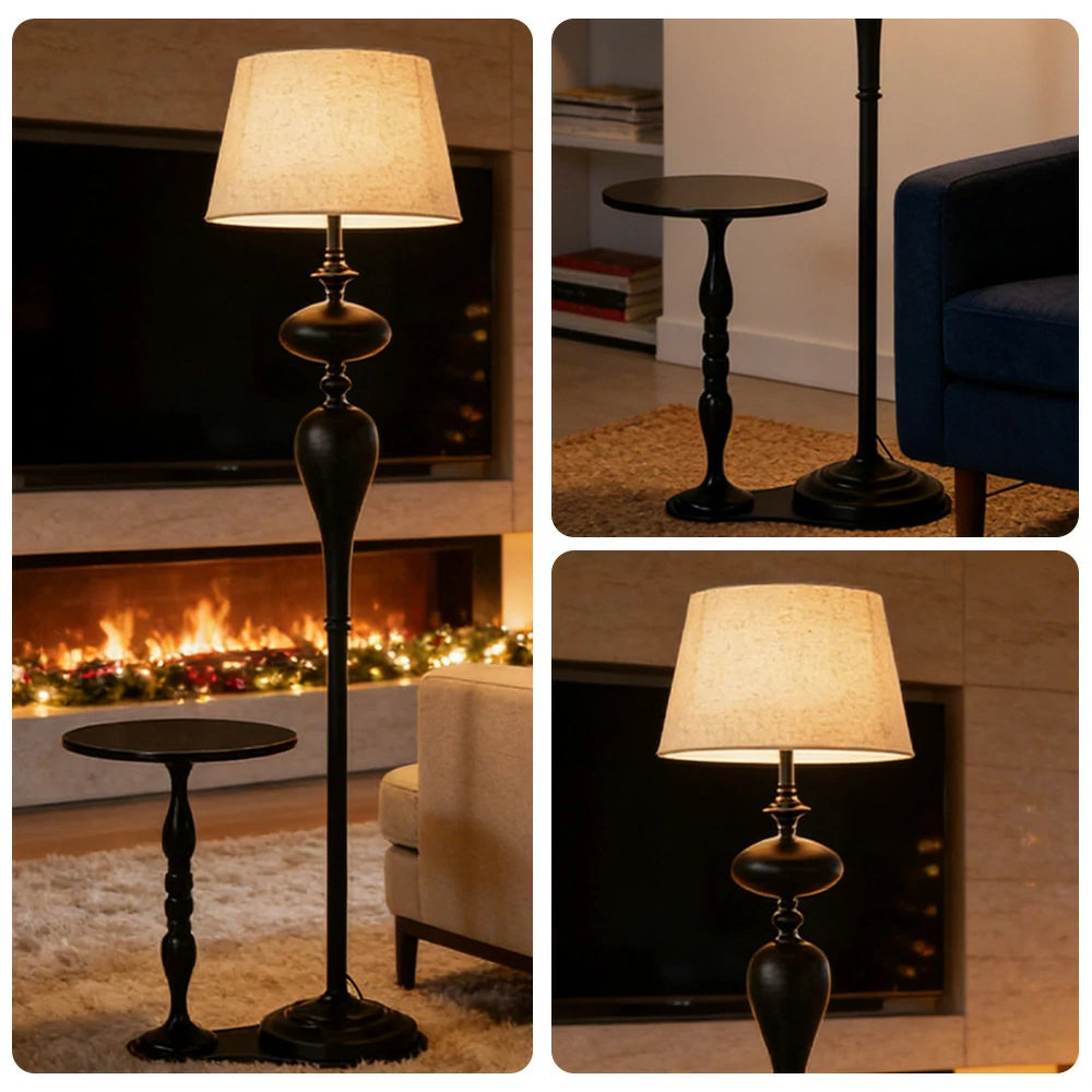 LIVARA Floor Lamp Soft Ambient Light Beech Wood Top Handwoven Fabric Shade Modern Home Style