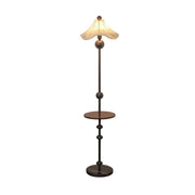 LIVARA Floor Lamp Soft Lighting Solid Wood Tabletop Printed Fabric Shade Marble Base Stable Design