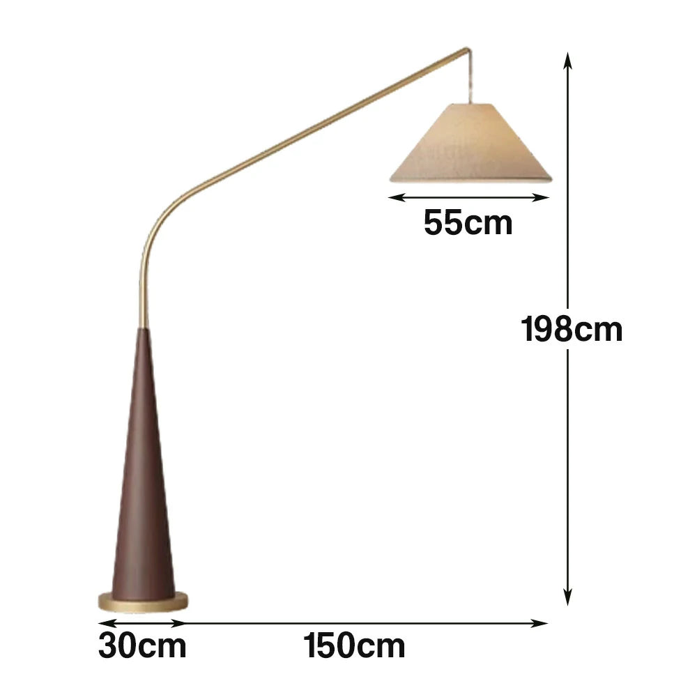 LIVARA Floor Lamp Soft Eye-Care Lighting Linen Fabric Shade Iron Frame Flicker-Free Design - Walnut