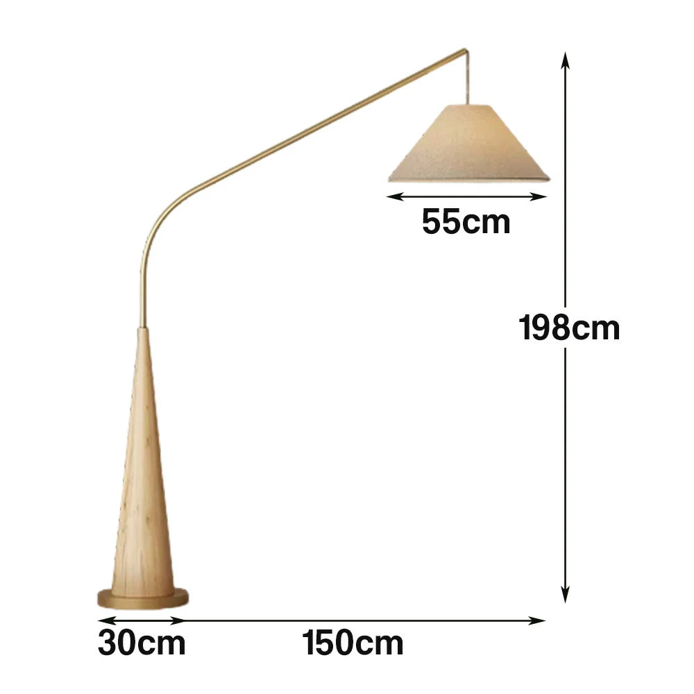 LIVARA Floor Lamp Soft Eye-Care Lighting Linen Fabric Shade Iron Frame Flicker-Free Design - Wood