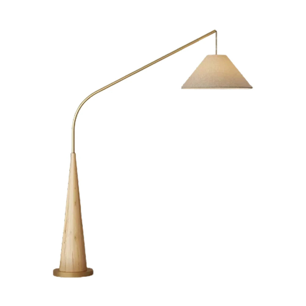 LIVARA Floor Lamp Soft Eye-Care Lighting Linen Fabric Shade Iron Frame Flicker-Free Design - Wood