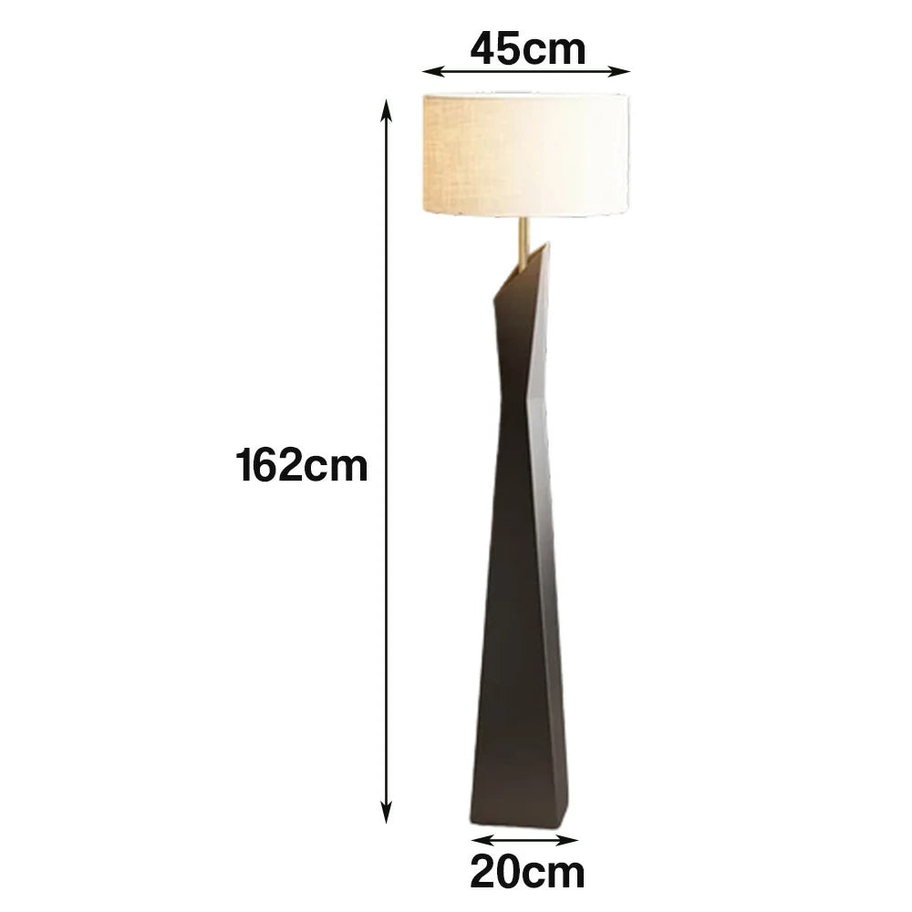 LIVARA Modern Floor Lamp Soft Ambient Light Cylindrical Linen Shade Resin Frame Elegant Style - Black