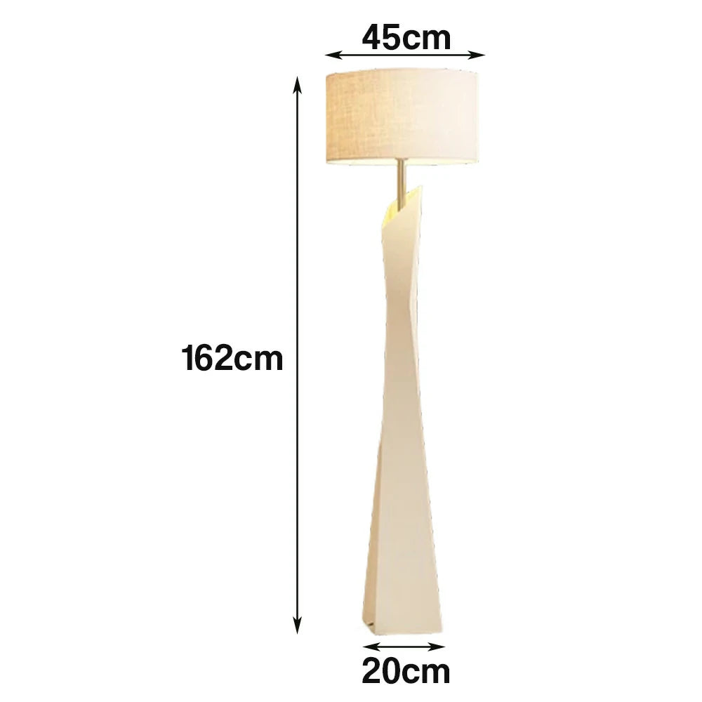 LIVARA Modern Floor Lamp Soft Ambient Light Cylindrical Linen Shade Resin Frame Elegant Style - White