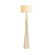LIVARA Modern Floor Lamp Soft Ambient Light Cylindrical Linen Shade Resin Frame Elegant Style - White