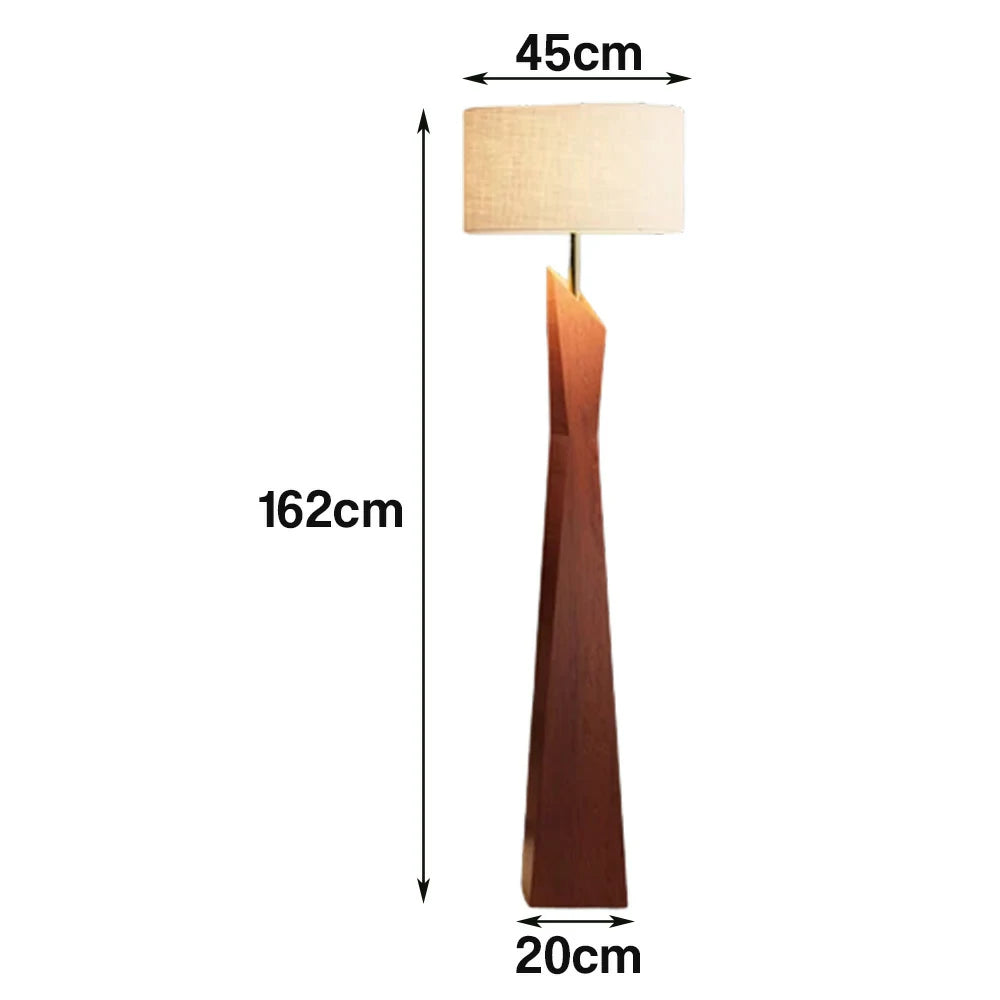 LIVARA Modern Floor Lamp Soft Ambient Light Cylindrical Linen Shade Resin Frame Elegant Style - Walnut