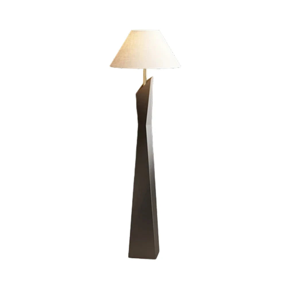 LIVARA Modern Floor Lamp Soft Ambient Light Hat-Style Linen Shade Resin Frame Elegant Style - Black