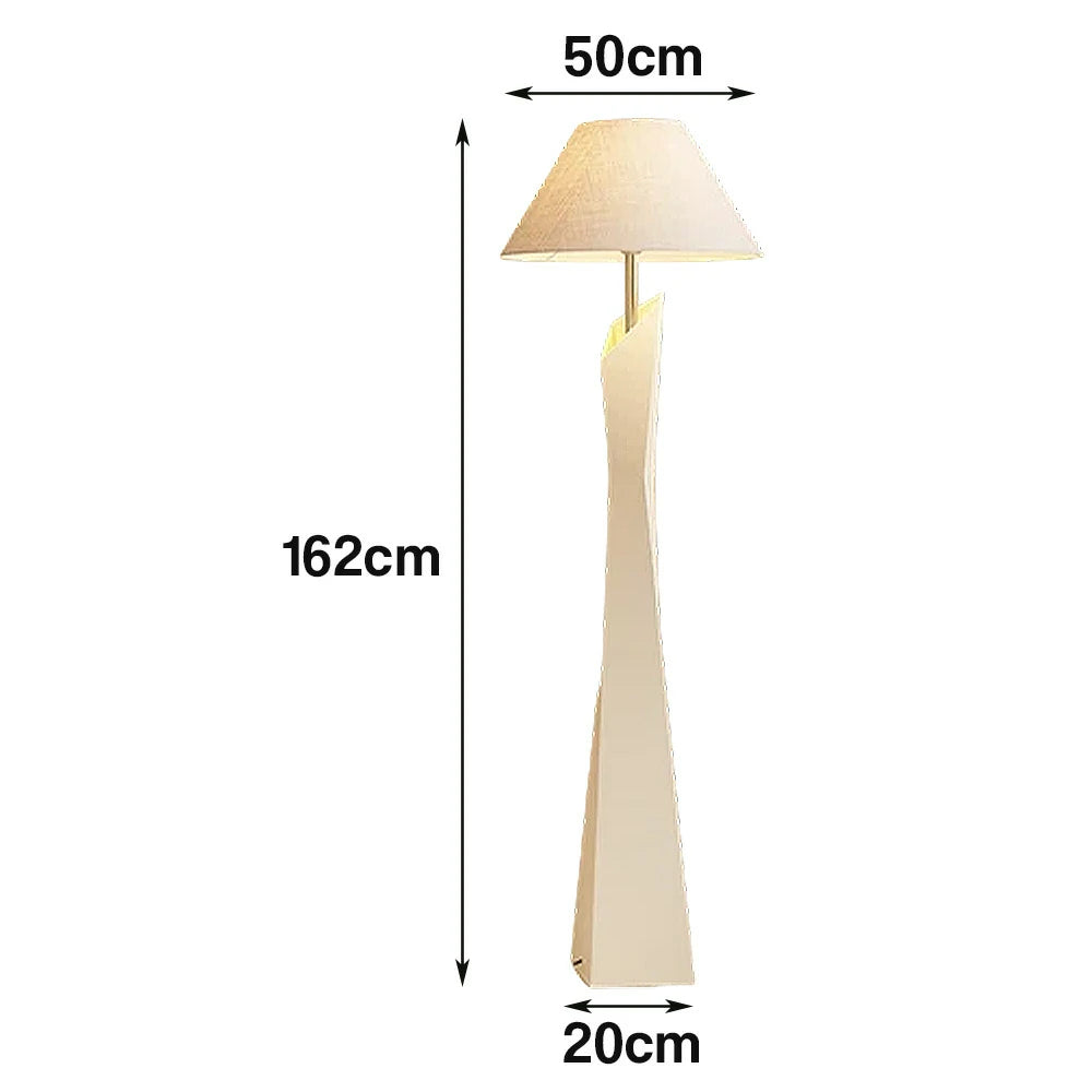 LIVARA Modern Floor Lamp Soft Ambient Light Hat-Style Linen Shade Resin Frame Elegant Style - White