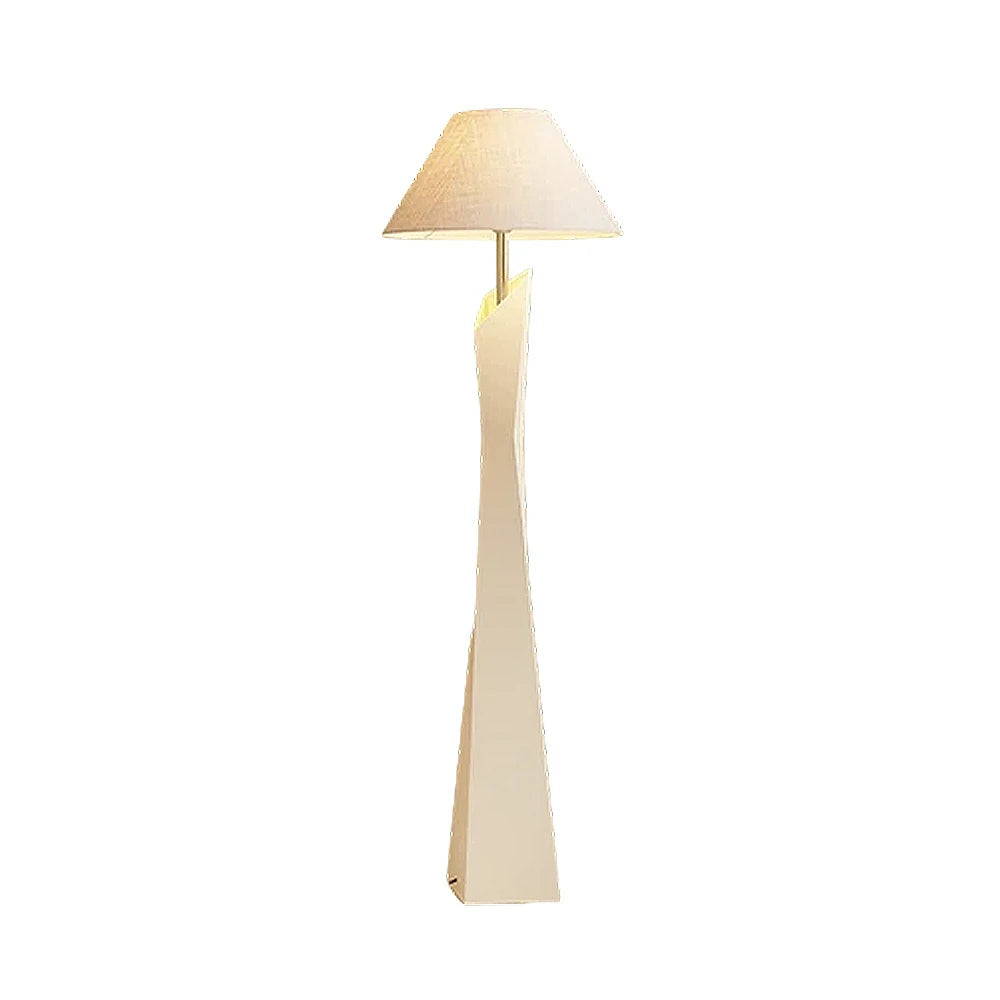 LIVARA Modern Floor Lamp Soft Ambient Light Hat-Style Linen Shade Resin Frame Elegant Style - White