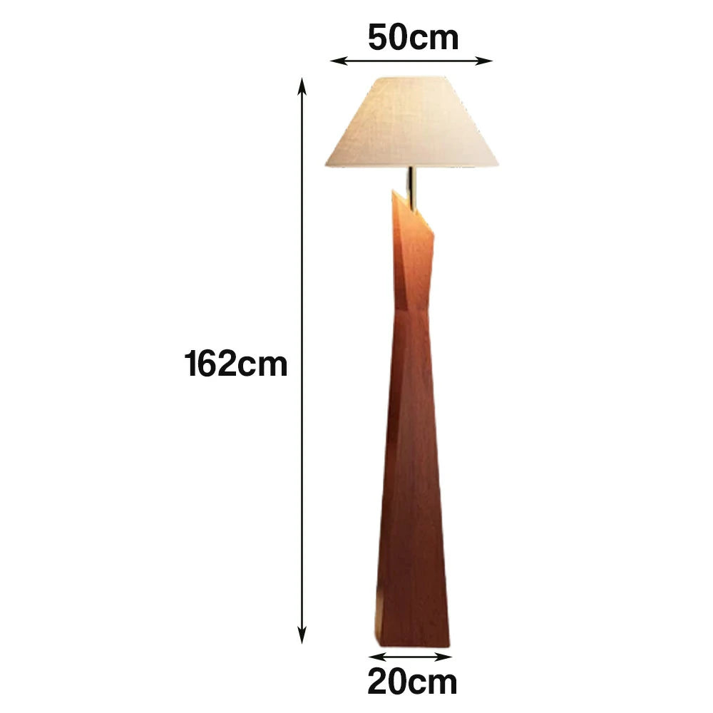 LIVARA Modern Floor Lamp Soft Ambient Light Hat-Style Linen Shade Resin Frame Elegant Style - Walnut