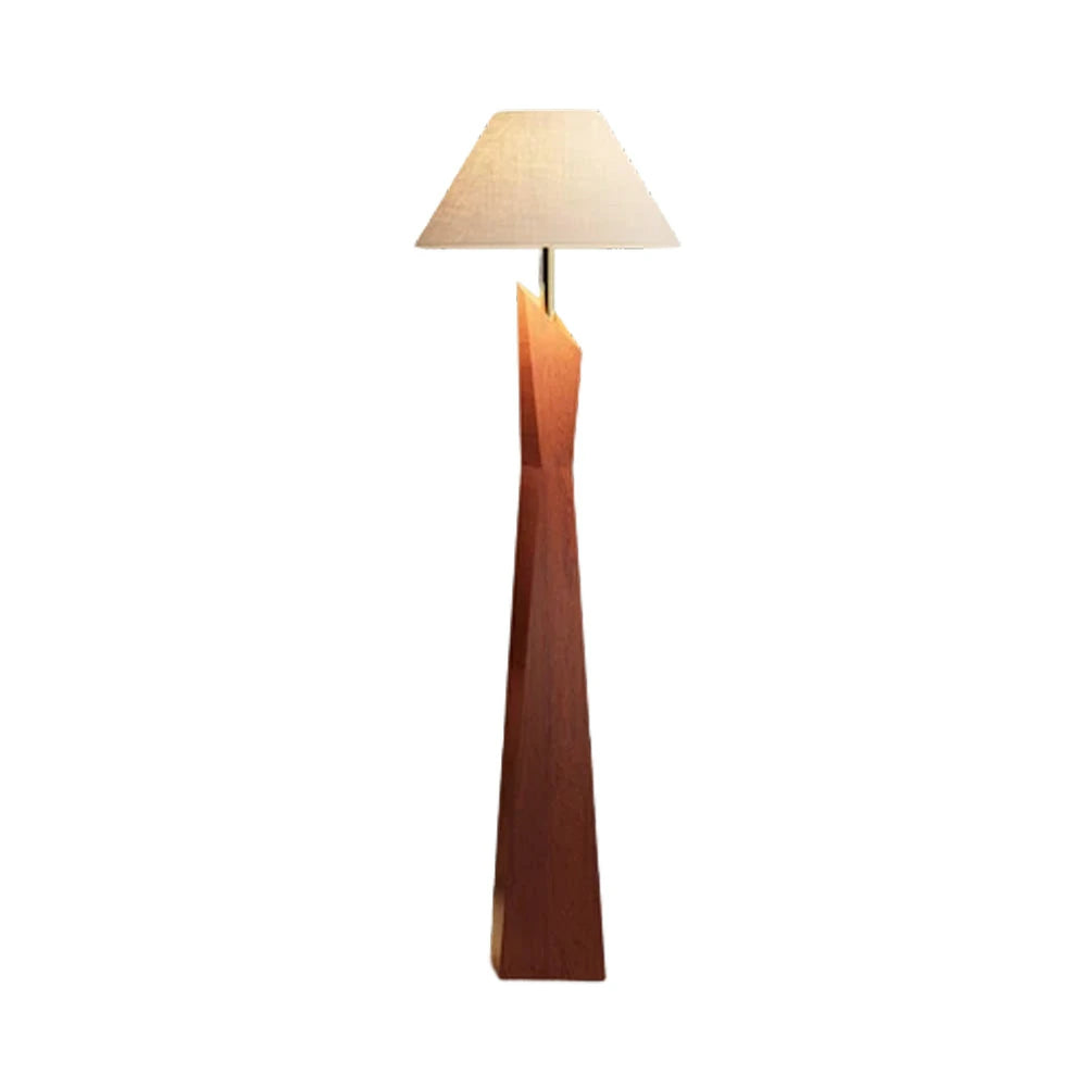 LIVARA Modern Floor Lamp Soft Ambient Light Hat-Style Linen Shade Resin Frame Elegant Style - Walnut